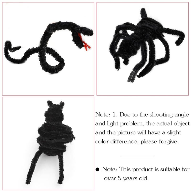 Veroave 60 Pieces Black Pipe Cleaners Pipe Cleaners Chenille Stem Art Pipe Cleaners for Creative Home Decoration Supplies  Arts and Crafts Project Christmas Valentine's Craft Pipe Cleaners - Image 5